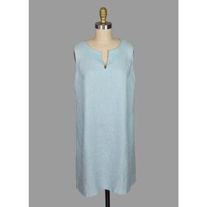 J. JILL LOVE LINEN BREEZY A-LINE SLEEVELESS AQUA DRESS